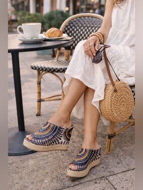 Chinese Laundry Kabooom Boho Wedge Sandals Women’s Size 8 Multicolor Mule